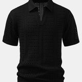 Crochet  V Neck Polo Shirt