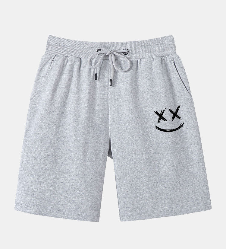 Smiley Print Mid Length Shorts
