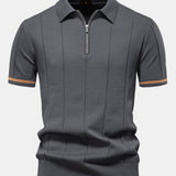 Contrast Trim Zipper Knit Polo Shirt