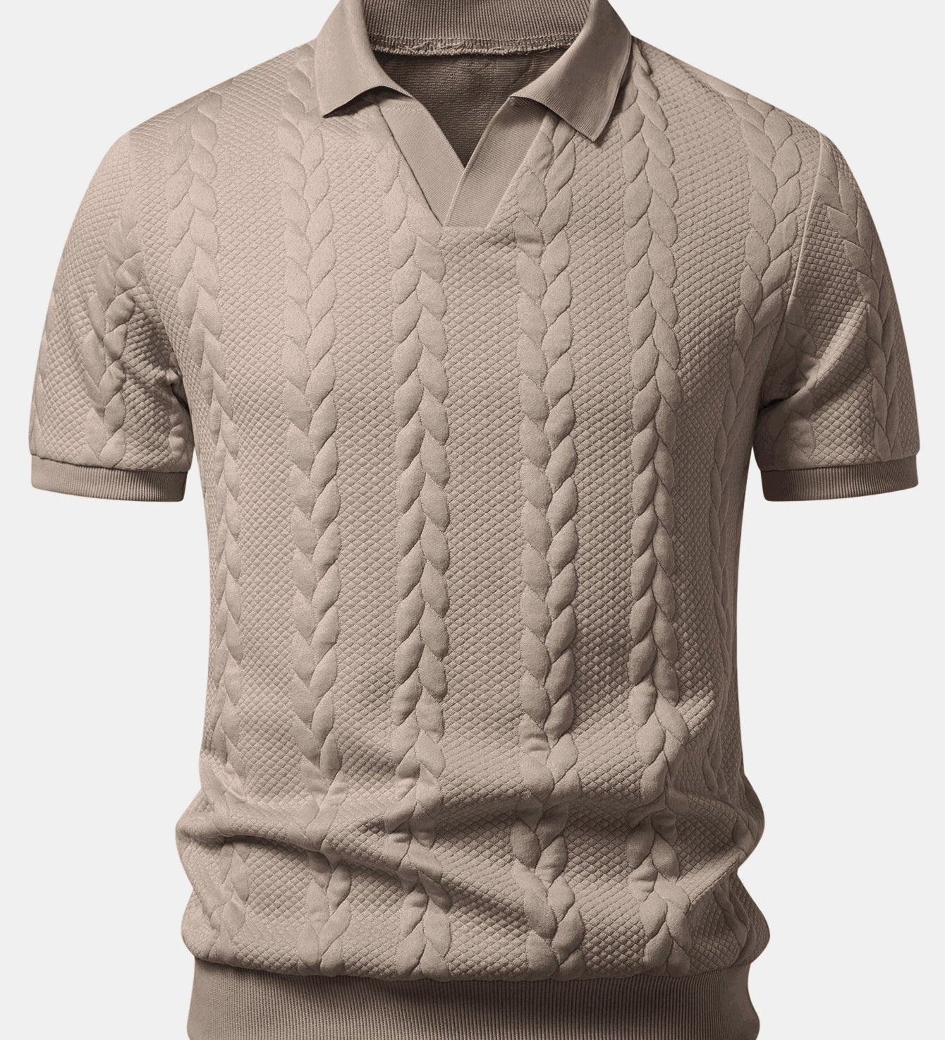 Twist Jacquard V Neck Polo