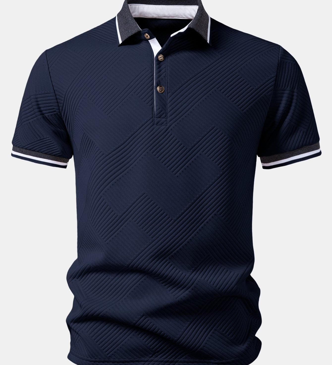 Contrast Trim Stripe Jacquard Polo