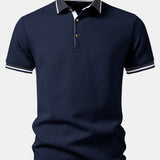 Contrast Trim Stripe Jacquard Polo