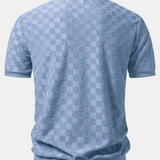 Checkerboard V-Neck Knit Polo