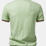 Contrast Trim Textured Zipper Knit Polo
