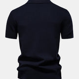 Pineapple Texture Knit V Neck Polo
