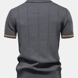 Contrast Trim Zipper Knit Polo Shirt
