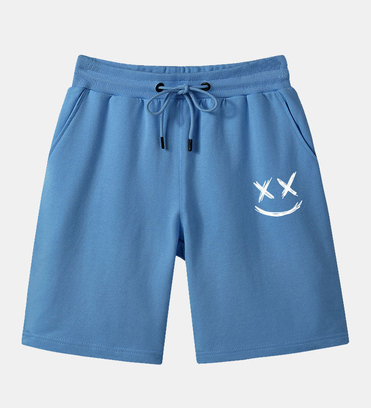 Smiley Print Mid Length Shorts