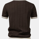 Contrast Trim Ribbed Johnny Collar Knit Polo