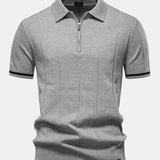 Contrast Trim Zipper Knit Polo Shirt