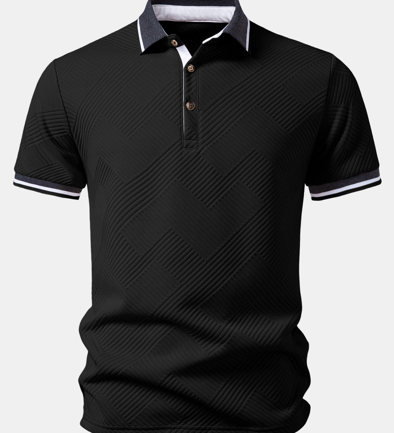Contrast Trim Stripe Jacquard Polo