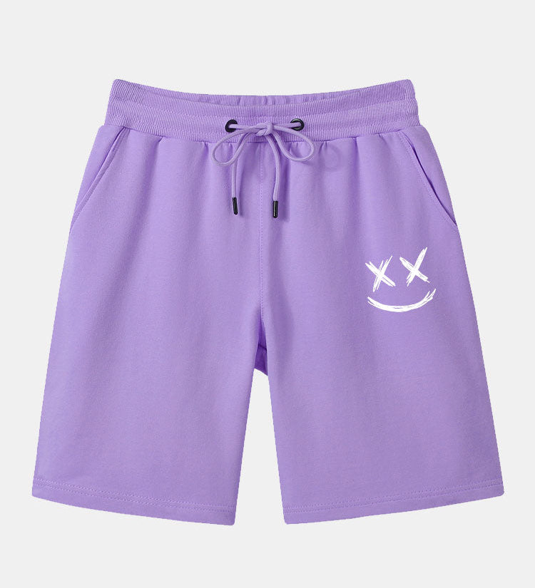 Smiley Print Mid Length Shorts