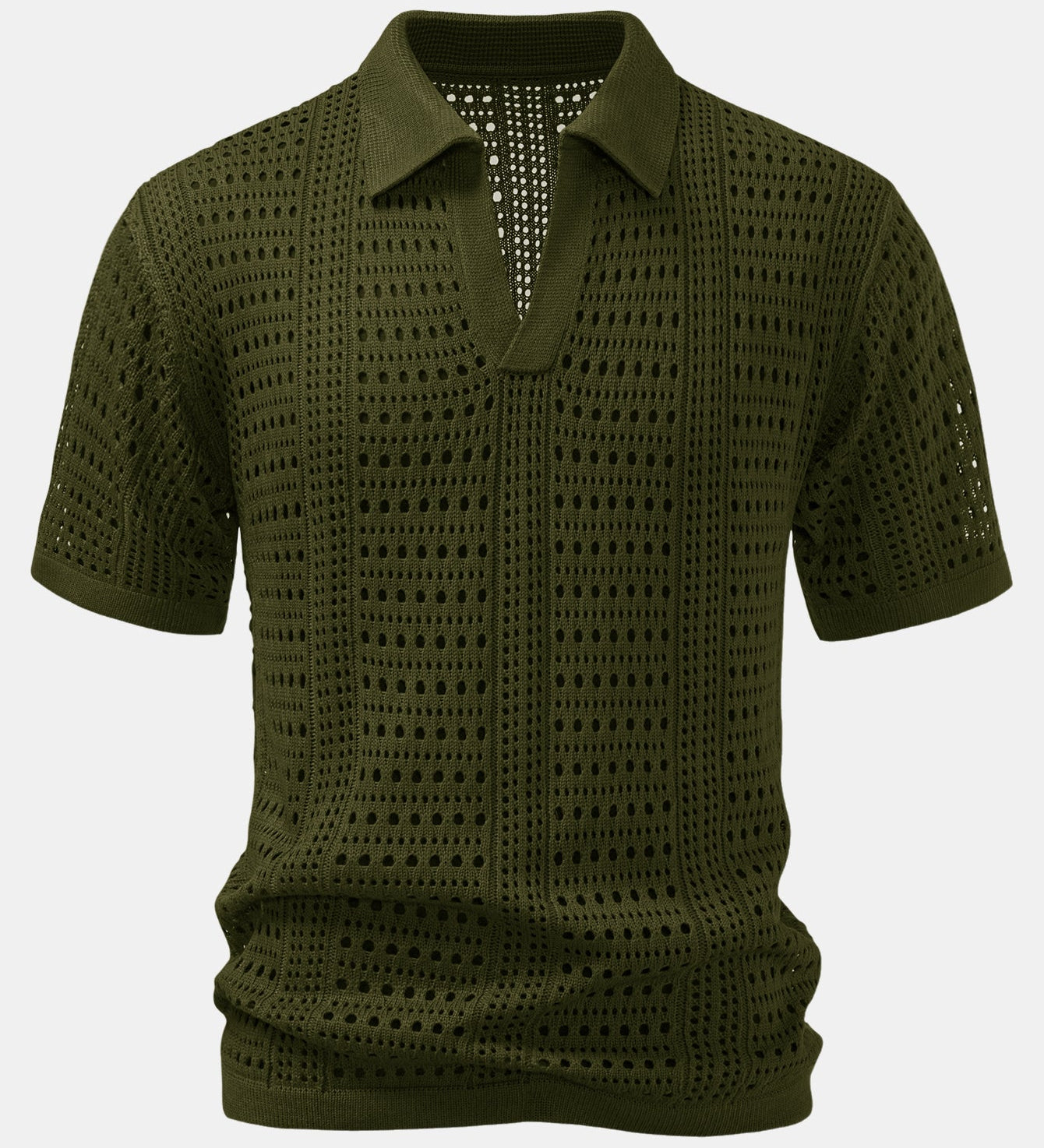 Crochet  V Neck Polo Shirt