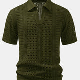 Crochet  V Neck Polo Shirt