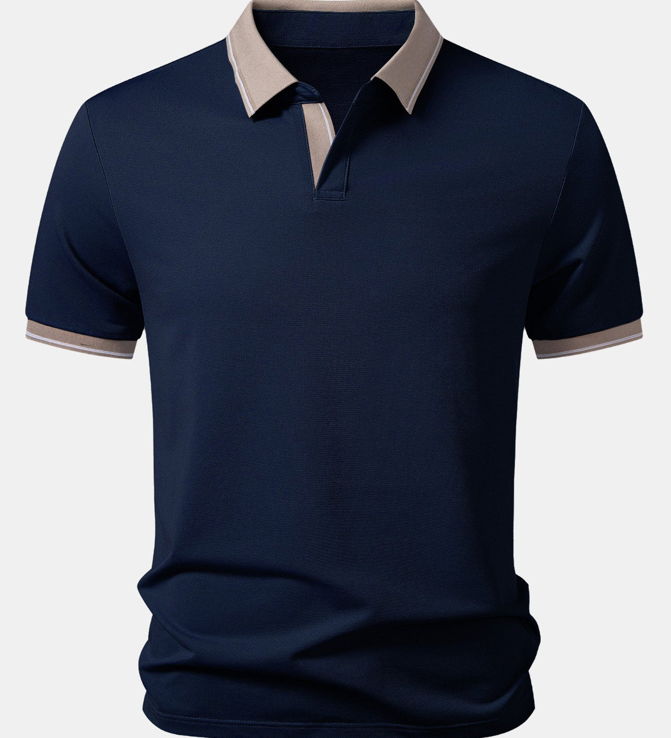 Contrast Trim Johnny Collar Polo
