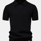 Pineapple Texture Knit V Neck Polo