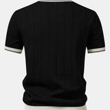 Contrast Trim Ribbed Johnny Collar Knit Polo