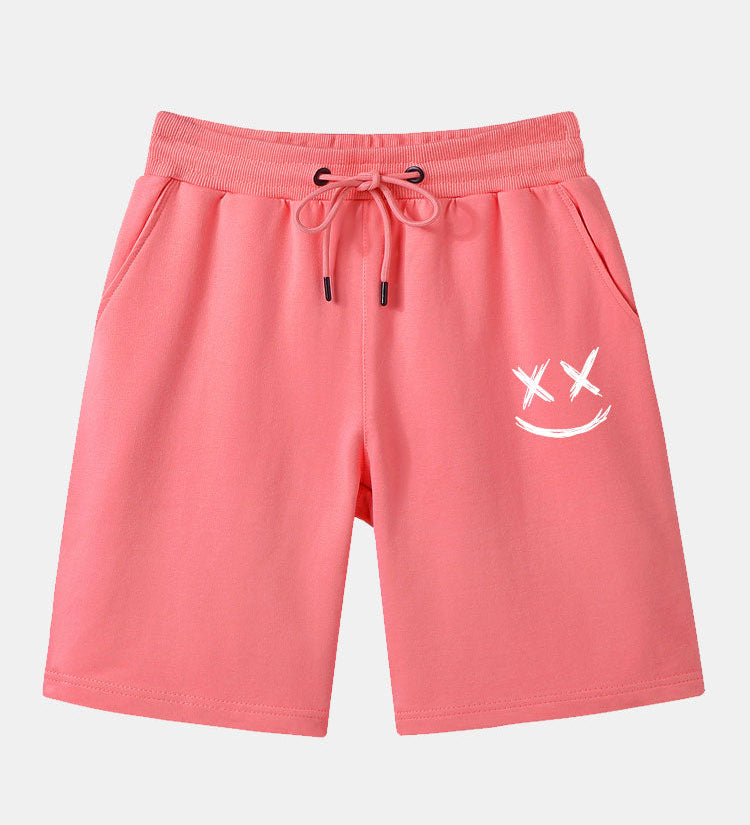 Smiley Print Mid Length Shorts
