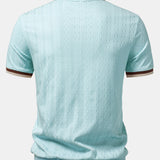 Contrast Trim Textured Zipper Knit Polo