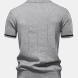 Contrast Trim Zipper Knit Polo Shirt