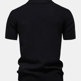 Pineapple Texture Knit V Neck Polo