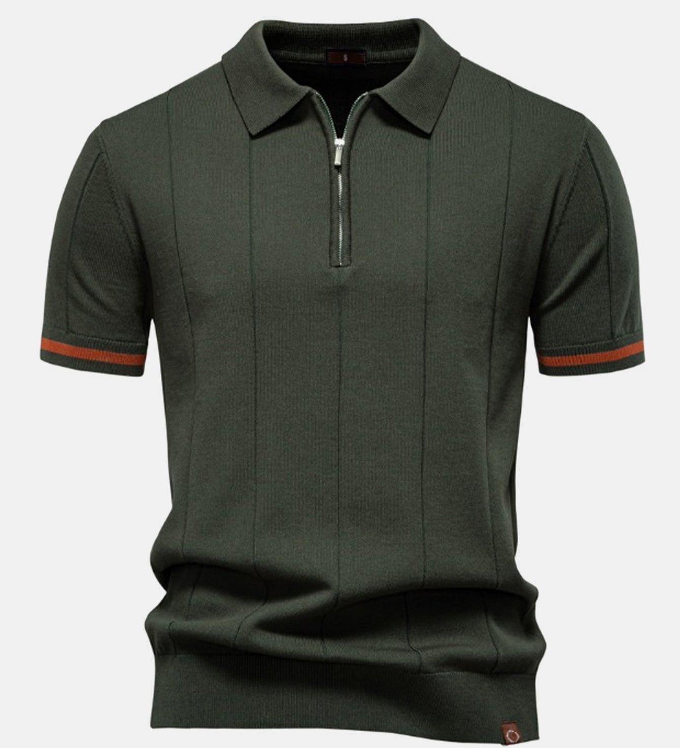 Contrast Trim Zipper Knit Polo Shirt