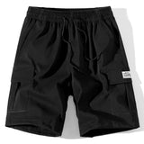 Solid Color Cargo Drawstring Shorts