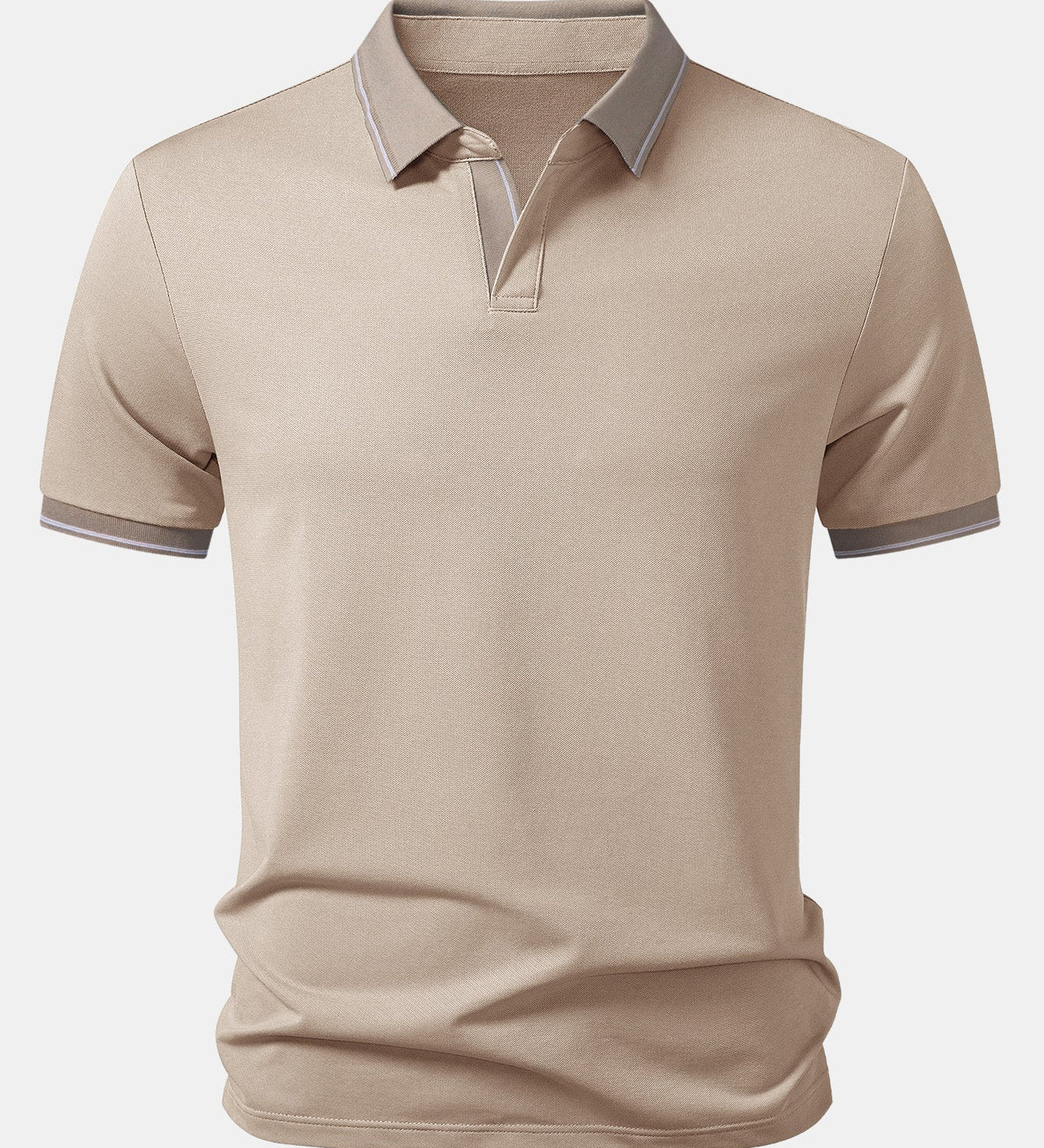 Contrast Trim Johnny Collar Polo