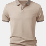 Contrast Trim Johnny Collar Polo