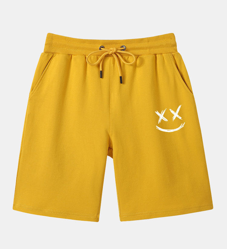 Smiley Print Mid Length Shorts
