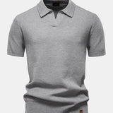 Pineapple Texture Knit V Neck Polo