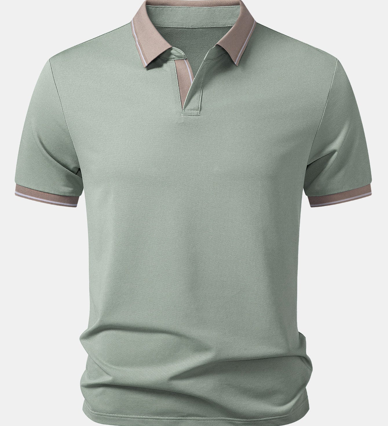 Contrast Trim Johnny Collar Polo