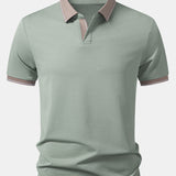 Contrast Trim Johnny Collar Polo
