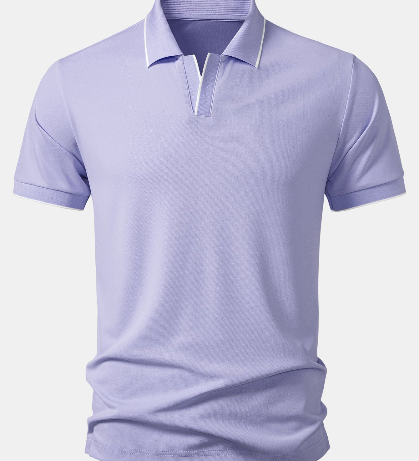 Contrast Trim Johnny Collar Polo