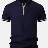 Contrast Trim Zipper Polo