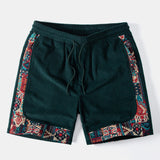 Ethnic Geometric Jacquard Patchwork Corduroy Shorts