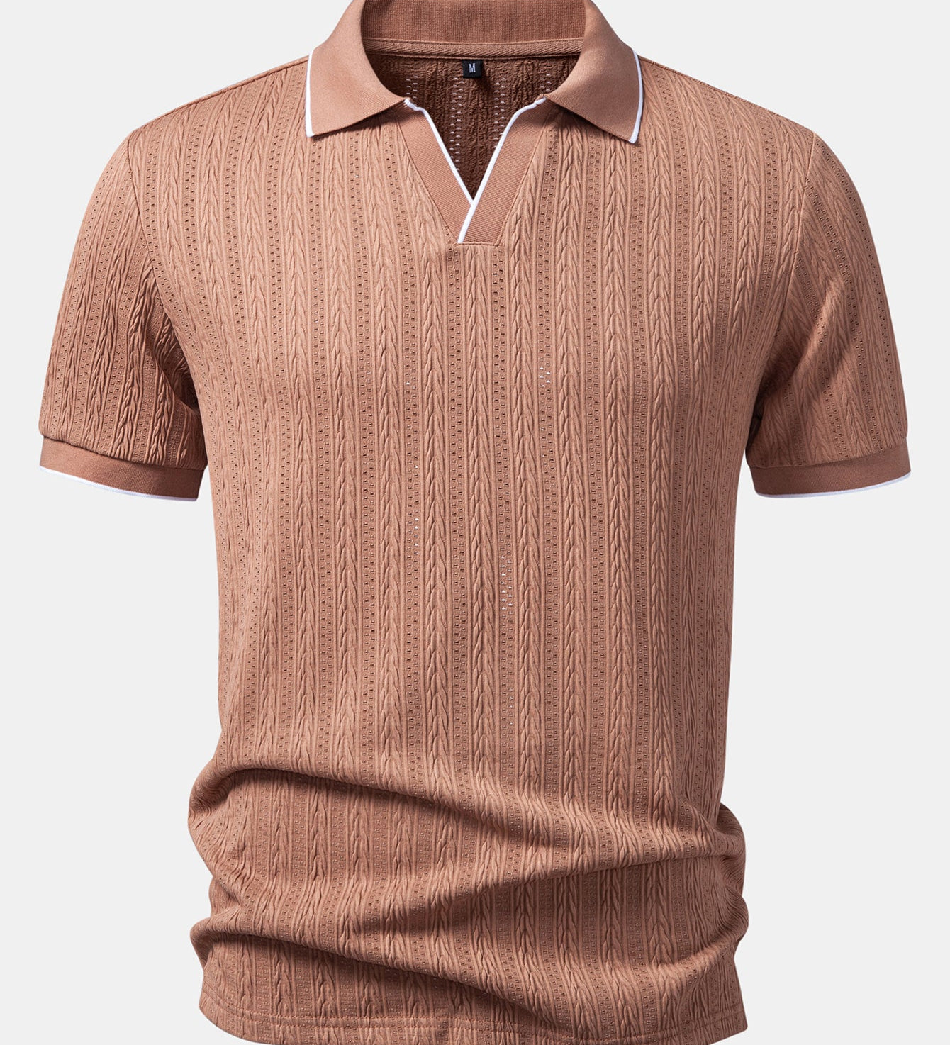 Geometric Jacquard Johnny Collar Polo