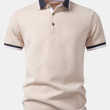 Contrast Trim Stripe Jacquard Polo