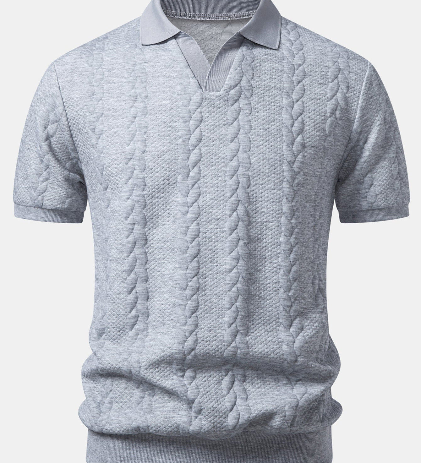 Twist Jacquard V Neck Polo