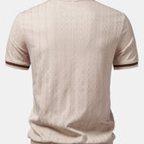Contrast Trim Textured Zipper Knit Polo