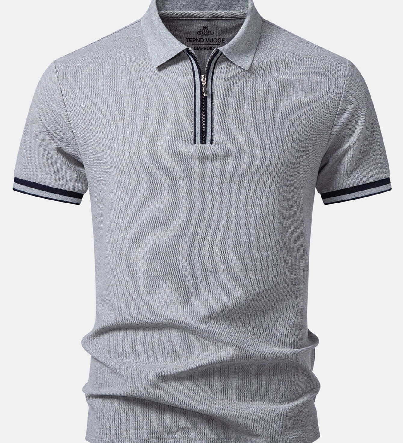 Contrast Trim Zipper Polo