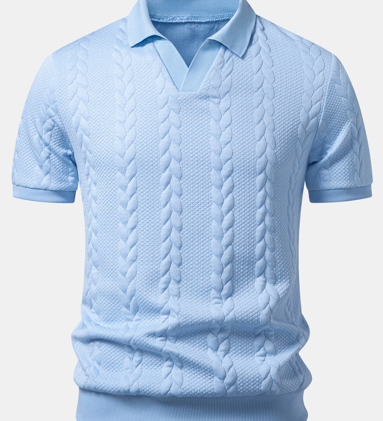 Twist Jacquard V Neck Polo