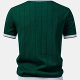 Contrast Trim Ribbed Johnny Collar Knit Polo