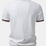 Contrast Trim Textured Zipper Knit Polo