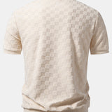 Checkerboard V-Neck Knit Polo