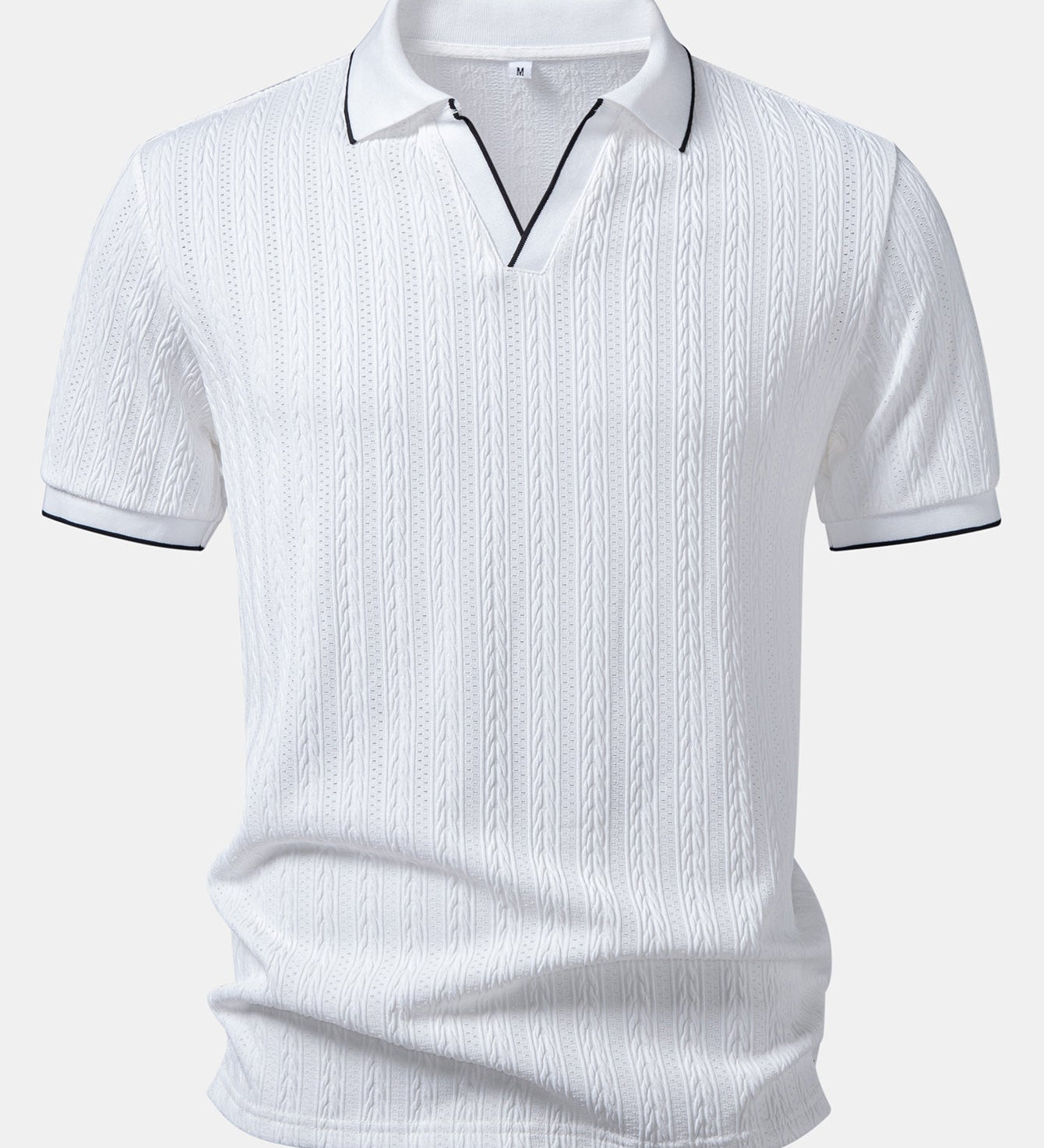 Geometric Jacquard Johnny Collar Polo