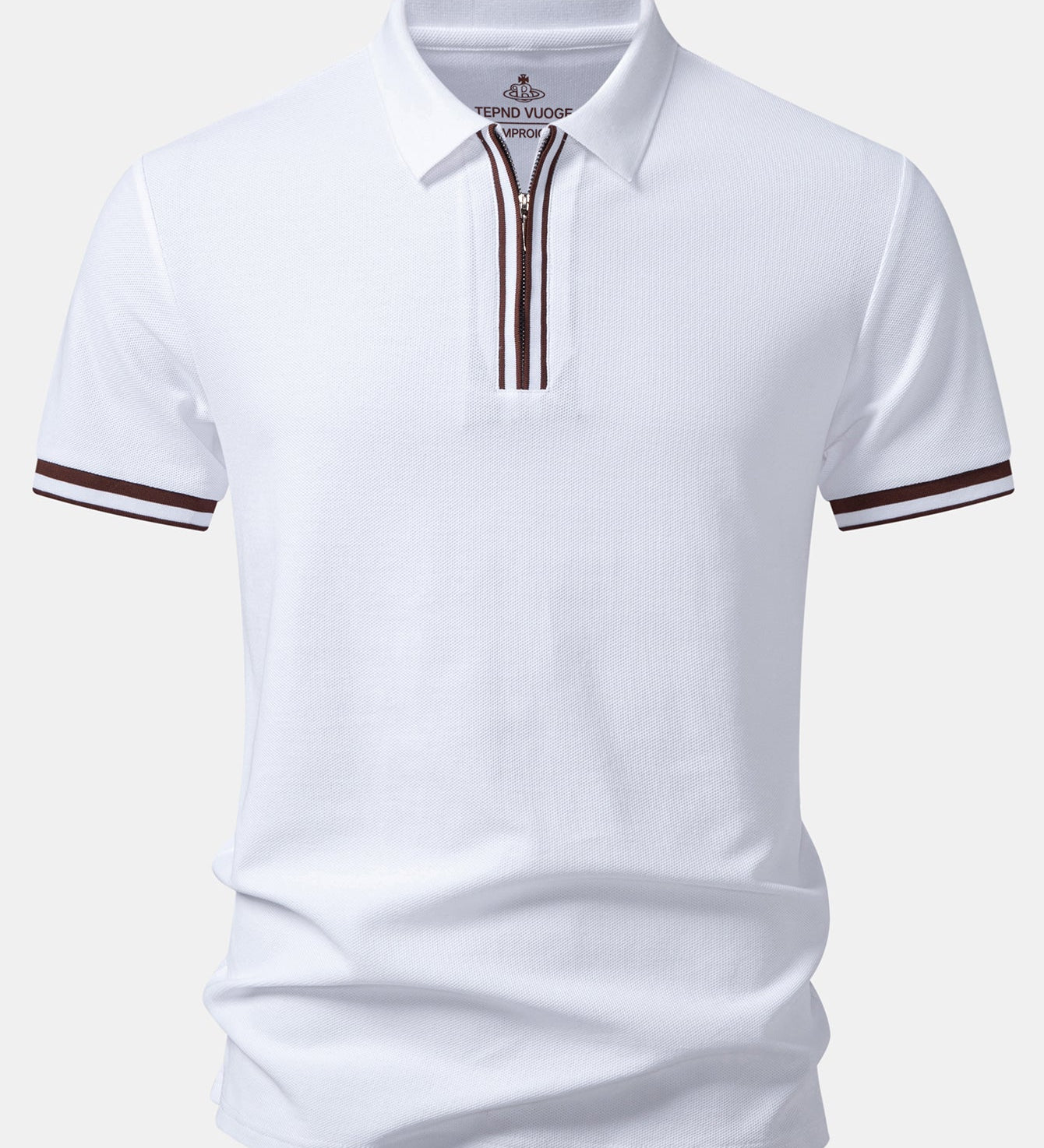 Contrast Trim Zipper Polo