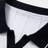 Contrast Trim Ribbed Johnny Collar Knit Polo
