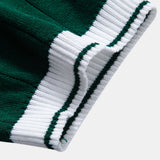 Contrast Trim Ribbed Johnny Collar Knit Polo