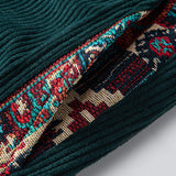Ethnic Geometric Jacquard Patchwork Corduroy Shorts